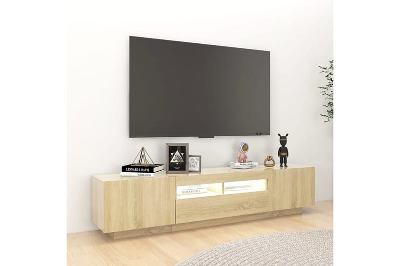 TV-bänk med LED-belysning sonoma-ek 180x35x40 cm - Brun - Möbler - TV- & Mediamöbler - TV bänk & mediabänk