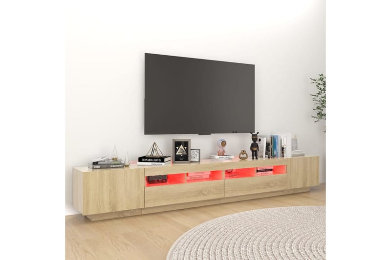 TV-bänk med LED-belysning sonoma-ek 260x35x40 cm - Brun - Möbler - TV- & Mediamöbler - TV bänk & mediabänk