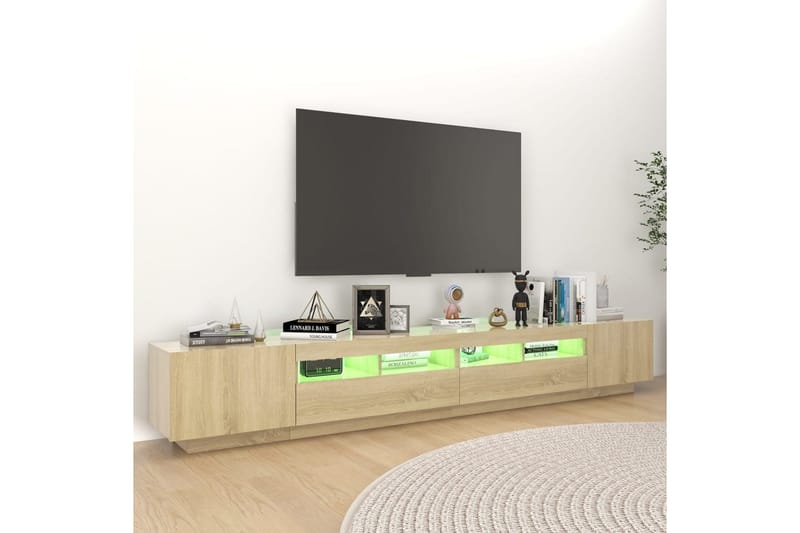 TV-bänk med LED-belysning sonoma-ek 260x35x40 cm - Brun - Möbler - TV- & Mediamöbler - TV bänk & mediabänk