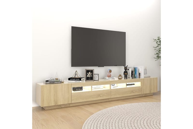 TV-bänk med LED-belysning sonoma-ek 260x35x40 cm - Brun - Möbler - TV- & Mediamöbler - TV bänk & mediabänk