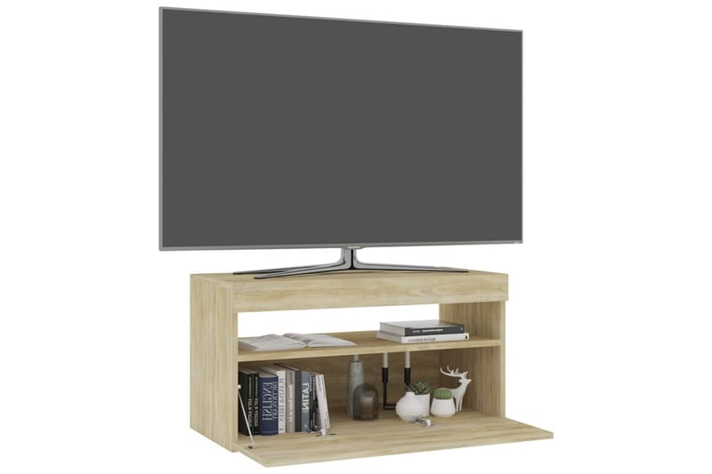 Tv-bänk med LED-belysning sonoma-ek 75x35x40 cm - Brun - Möbler - TV- & Mediamöbler - TV bänk & mediabänk