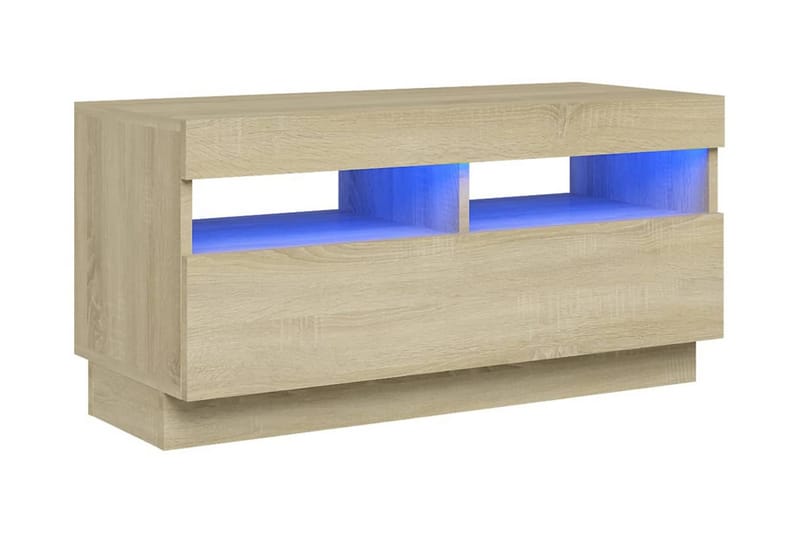 TV-bänk med LED-belysning sonoma-ek 80x35x40 cm - Brun - Möbler - TV- & Mediamöbler - TV bänk & mediabänk