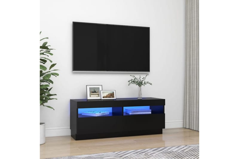 TV-bänk med LED-belysning svart 100x35x40 cm - Svart - Möbler - TV- & Mediamöbler - TV bänk & mediabänk