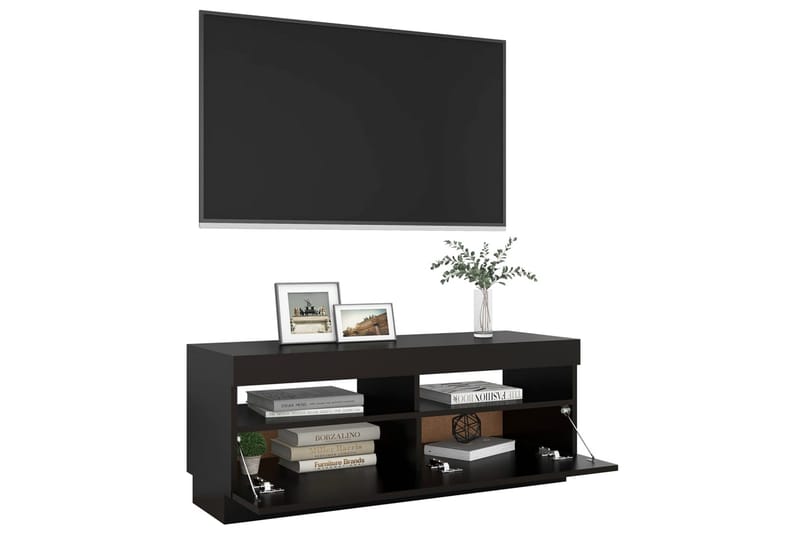 TV-bänk med LED-belysning svart 100x35x40 cm - Svart - TV bänk & mediabänk