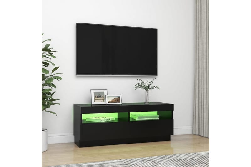 TV-bänk med LED-belysning svart 100x35x40 cm - Svart - Möbler - TV- & Mediamöbler - TV bänk & mediabänk