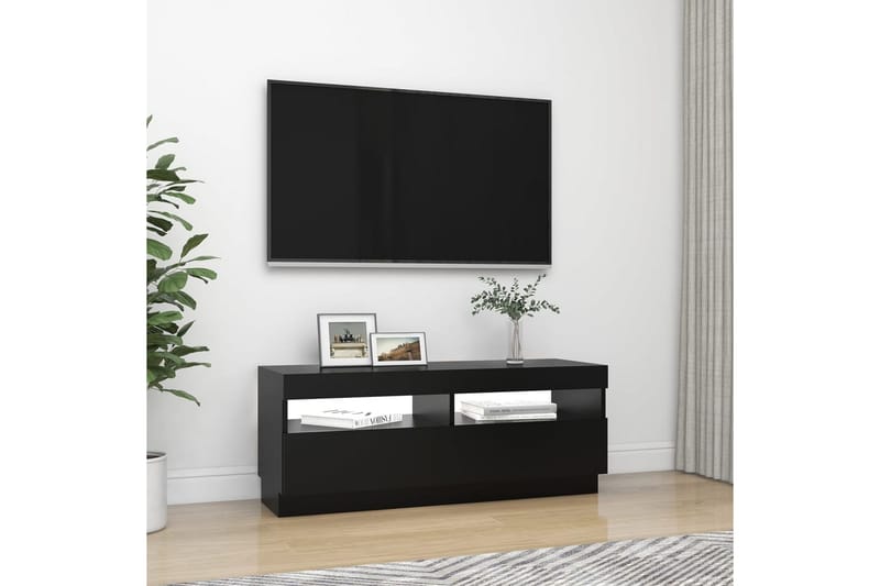 TV-bänk med LED-belysning svart 100x35x40 cm - Svart - Möbler - TV- & Mediamöbler - TV bänk & mediabänk