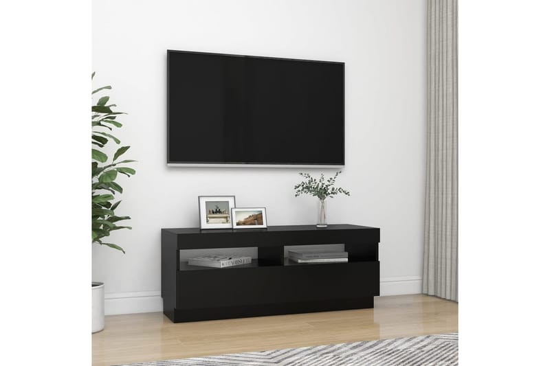 TV-bänk med LED-belysning svart 100x35x40 cm - Svart - Möbler - TV- & Mediamöbler - TV bänk & mediabänk