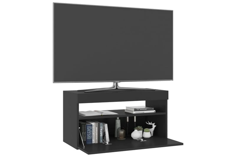 Tv-bänk med LED-belysning svart 75x35x40 cm - Svart - Möbler - TV- & Mediamöbler - TV bänk & mediabänk