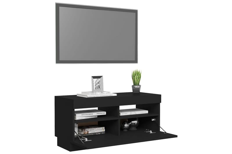 TV-bänk med LED-belysning svart 80x35x40 cm - Svart - Möbler - TV- & Mediamöbler - TV bänk & mediabänk