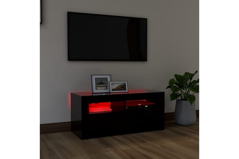 TV-bänk med LED-belysning svart 90x35x40 cm - Svart - Möbler - TV- & Mediamöbler - TV bänk & mediabänk