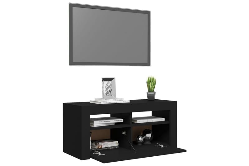 TV-bänk med LED-belysning svart 90x35x40 cm - Svart - Möbler - TV- & Mediamöbler - TV bänk & mediabänk