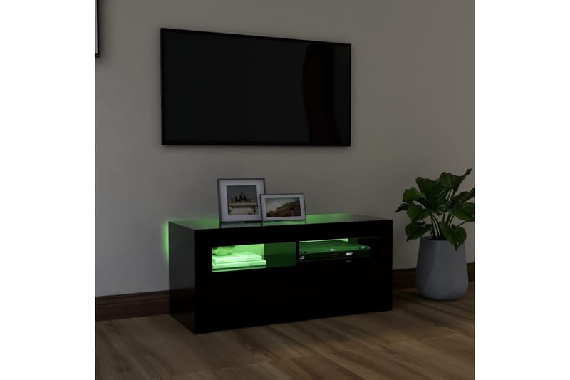 TV-bänk med LED-belysning svart 90x35x40 cm - Svart - Möbler - TV- & Mediamöbler - TV bänk & mediabänk