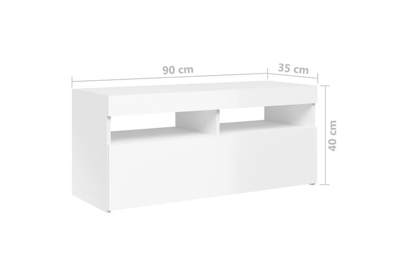 TV-bänk med LED-belysning vit högglans 90x35x40 cm - Vit - Möbler - TV- & Mediamöbler - TV bänk & mediabänk