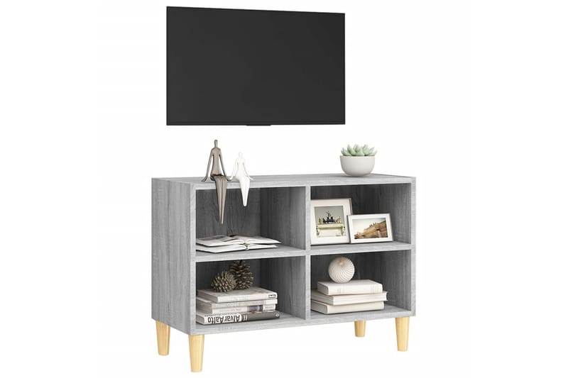 TV-bänk med massiva ben grå sonoma-ek 69,5x30x50 cm - Grå - Möbler - TV- & Mediamöbler - TV bänk & mediabänk