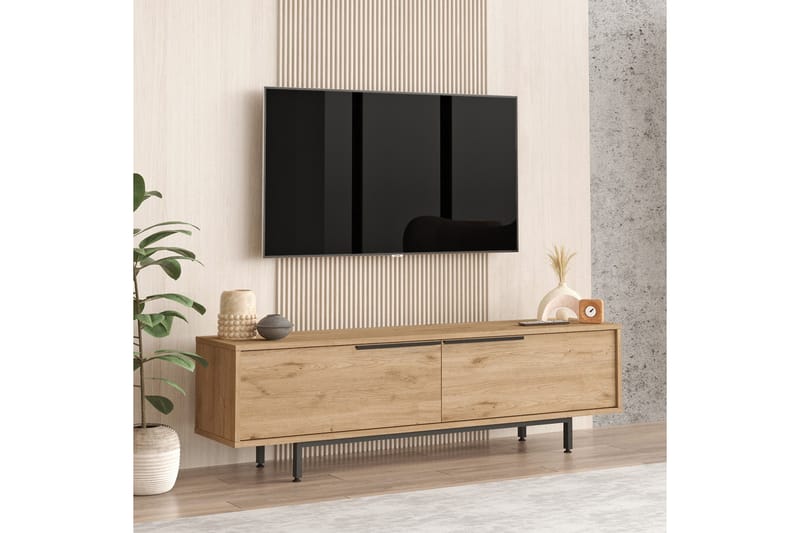 Tv-bänk Munish 160 cm - Valnöt - Möbler - TV- & Mediamöbler - TV bänk & mediabänk