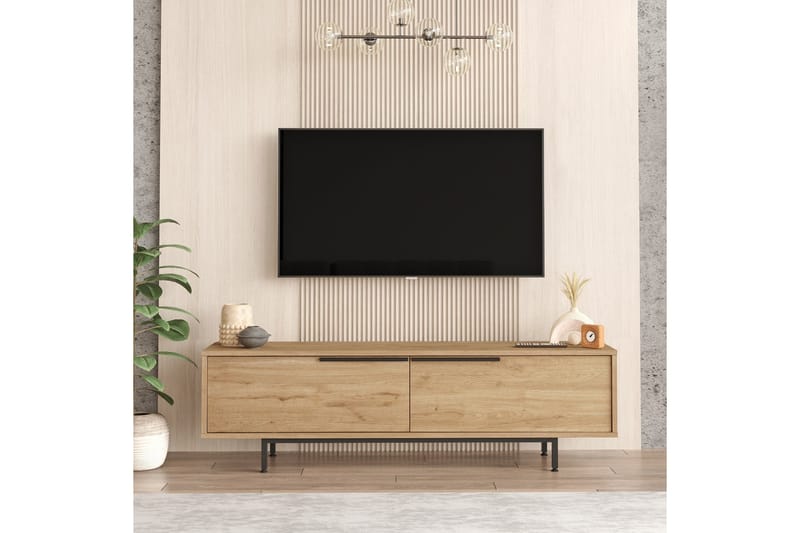 Tv-bänk Munish 160 cm - Valnöt - Möbler - TV- & Mediamöbler - TV bänk & mediabänk