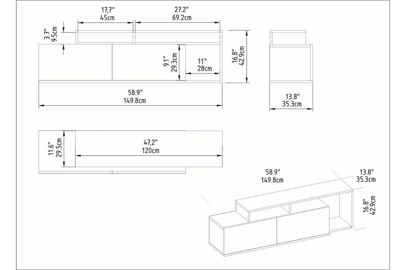 Tv-bänk Nexeria 150 cm - Mörkbrun/Svart - Möbler - TV- & Mediamöbler - TV bänk & mediabänk