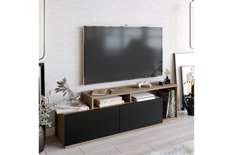 Tv-bänk Nexeria 150 cm - Mörkbrun/Svart - Möbler - TV- & Mediamöbler - TV bänk & mediabänk