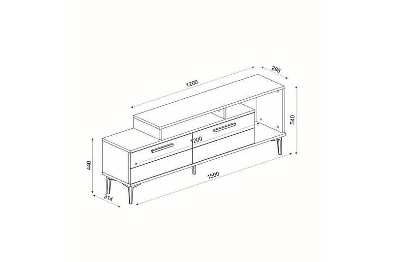 Tv-bänk Nivarlet 150 cm - Blå/Natur/Antracit - Möbler - TV- & Mediamöbler - TV bänk & mediabänk