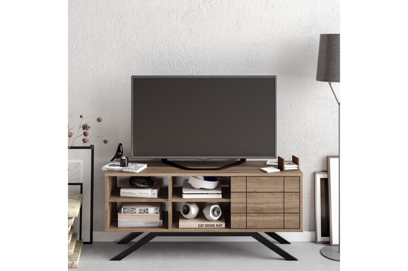 Tv-bänk Northeim 130 cm - Svart/Mörkbrun - Möbler - TV- & Mediamöbler - TV bänk & mediabänk