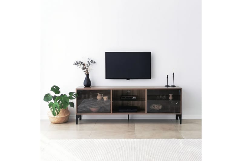 Tv-bänk Olympos 160x35 cm Brun - Hanah Home - Möbler - TV- & Mediamöbler - TV bänk & mediabänk