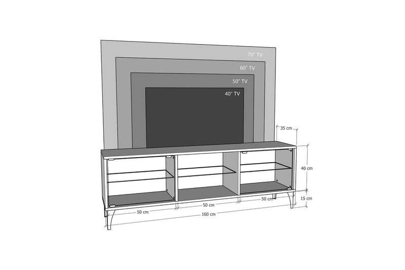 Tv-bänk Olympos 160x35 cm Brun - Hanah Home - Möbler - TV- & Mediamöbler - TV bänk & mediabänk