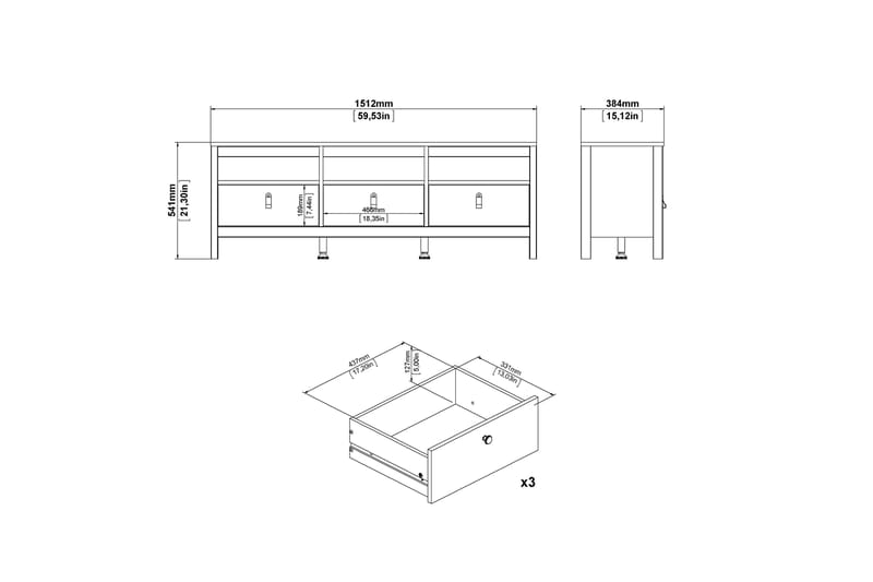 Tv-bänk Osterholm 151 cm - Vit/Natur - Möbler - TV- & Mediamöbler - TV bänk & mediabänk