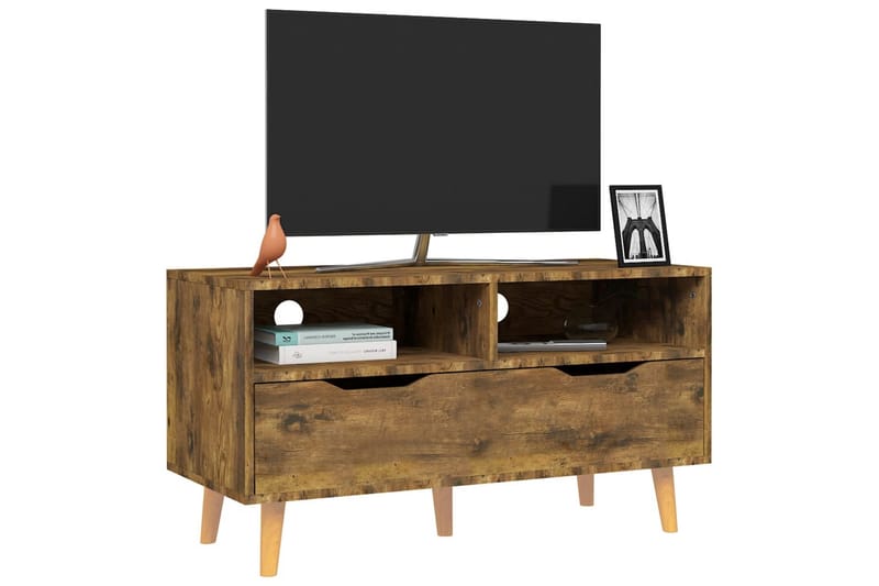 Tv-bänk rökt ek 90x40x48,5 cm spånskiva - Brun - Möbler - TV- & Mediamöbler - TV bänk & mediabänk