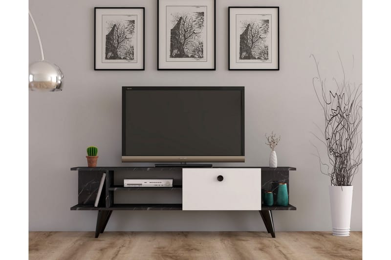 Tv-bänk Rechar 120 cm - Svart/Vit - Möbler - TV- & Mediamöbler - TV bänk & mediabänk