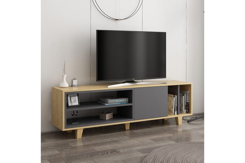 Tv-bänk Rosmar 160 cm - Trä/natur/Antracit - Möbler - TV- & Mediamöbler - TV bänk & mediabänk