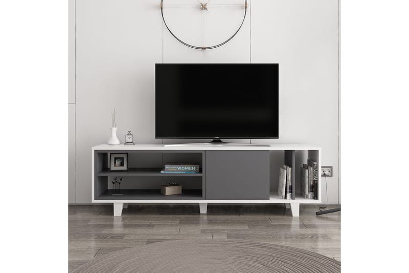 Tv-bänk Rosmar 160 cm - Vit/Antracit - TV bänk & mediabänk