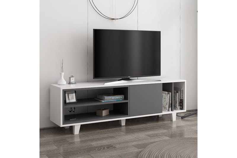 Tv-bänk Rosmar 160 cm - Vit/Antracit - TV bänk & mediabänk