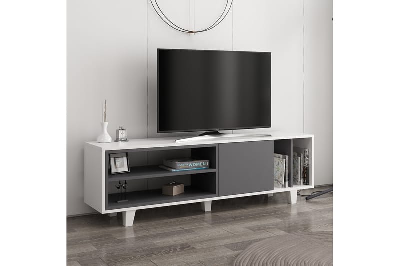 Tv-bänk Rosmar 160 cm - Vit/Antracit - Möbler - TV- & Mediamöbler - TV bänk & mediabänk