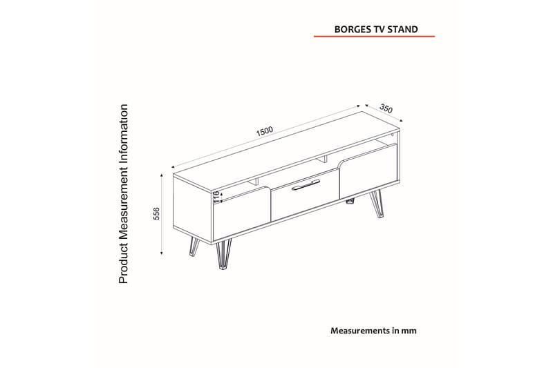 Tv-bänk Rusichi 150 cm - Grå/Antracit/Valnöt - Möbler - TV- & Mediamöbler - TV bänk & mediabänk