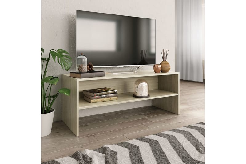 TV-bänk sonoma ek 100x40x40 cm spånskiva - Brun - Möbler - TV- & Mediamöbler - TV bänk & mediabänk