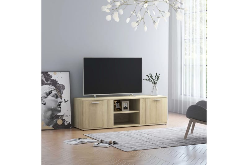 TV-bänk sonoma-ek 120x34x37 cm spånskiva - Brun - Möbler - TV- & Mediamöbler - TV bänk & mediabänk