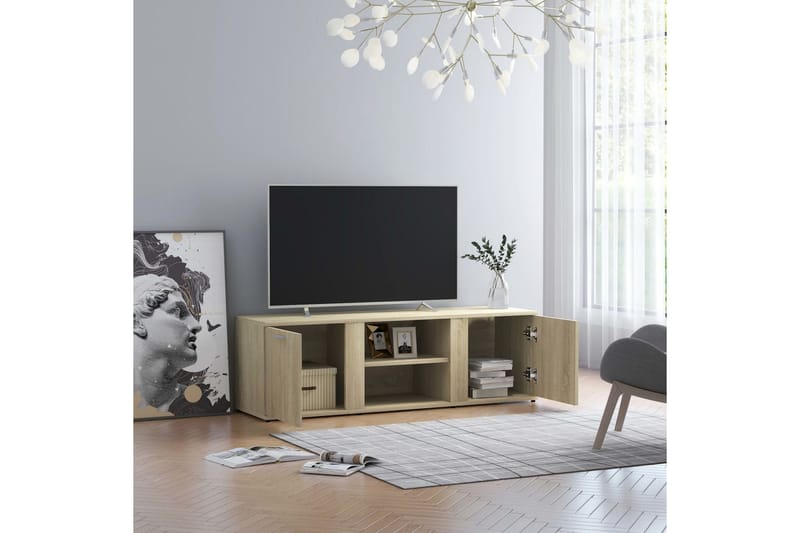 TV-bänk sonoma-ek 120x34x37 cm spånskiva - Brun - Möbler - TV- & Mediamöbler - TV bänk & mediabänk