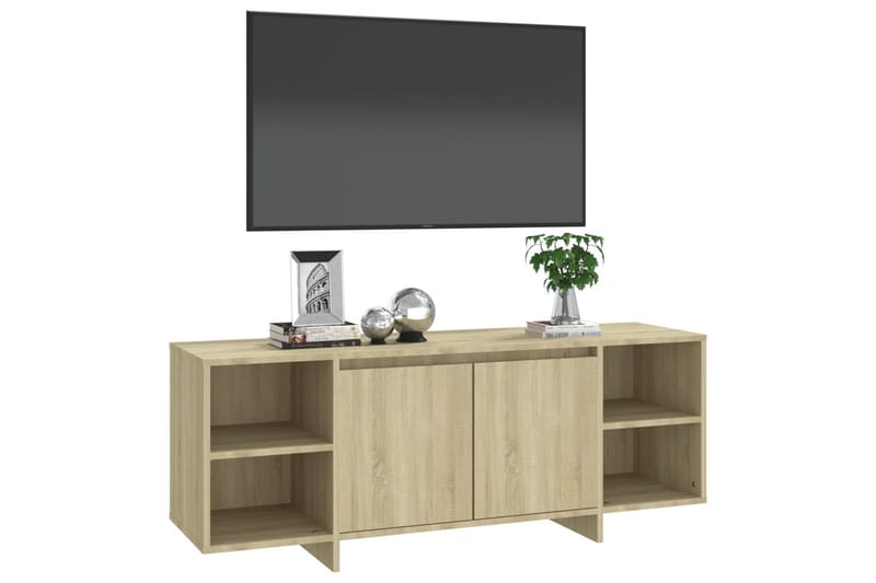 TV-bänk sonoma-ek 130x35x50 cm spånskiva - Beige - Möbler - TV- & Mediamöbler - TV bänk & mediabänk