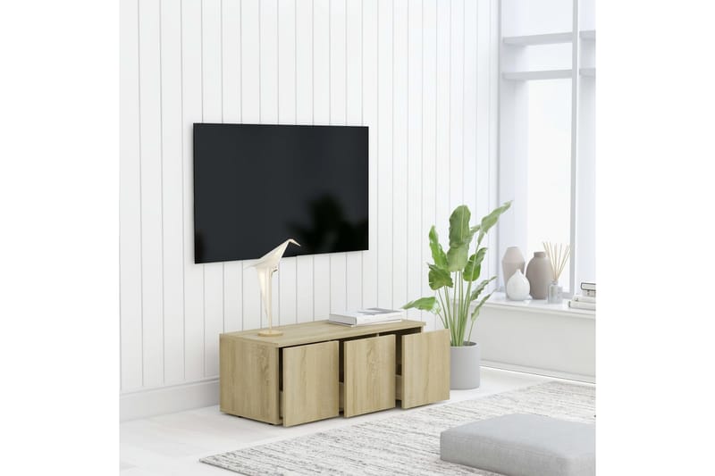 TV-bänk sonoma-ek 80x34x30 cm spånskiva - Brun - Möbler - TV- & Mediamöbler - TV bänk & mediabänk