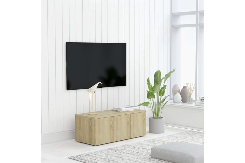 TV-bänk sonoma-ek 80x34x30 cm spånskiva - Brun - Möbler - TV- & Mediamöbler - TV bänk & mediabänk