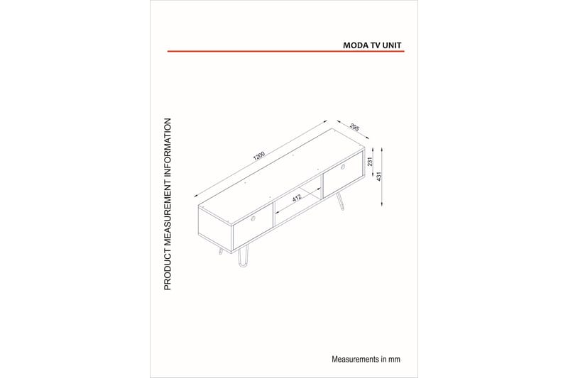 Tv-bänk Tessie 120 cm - Vit - Möbler - TV- & Mediamöbler - TV bänk & mediabänk