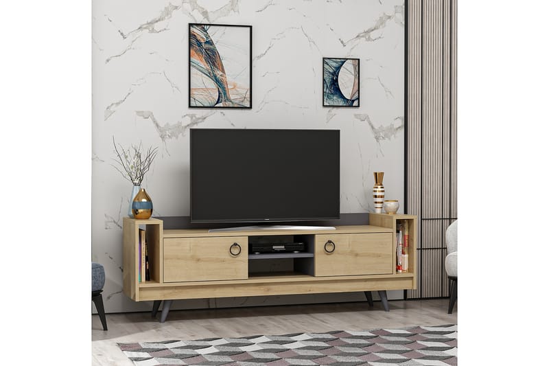 Tv-bänk Tylerin 160 cm - Natur/Antracit - Möbler - TV- & Mediamöbler - TV bänk & mediabänk