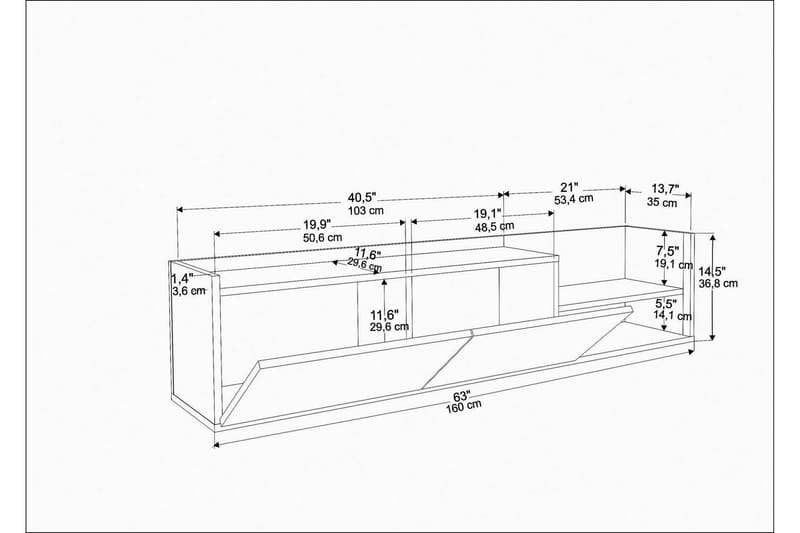 Tv-bänk Urgby 160x36,8 cm - Antracit - Möbler - TV- & Mediamöbler - TV bänk & mediabänk