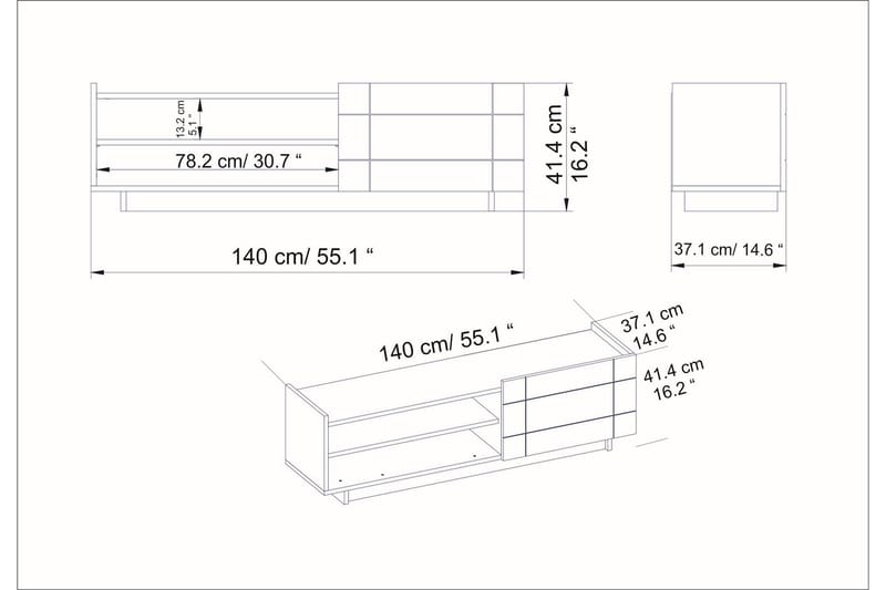 Tv-bänk Valantina 140 cm Dörr + 3 Hyllor - Mörkbrun - Möbler - TV- & Mediamöbler - TV bänk & mediabänk