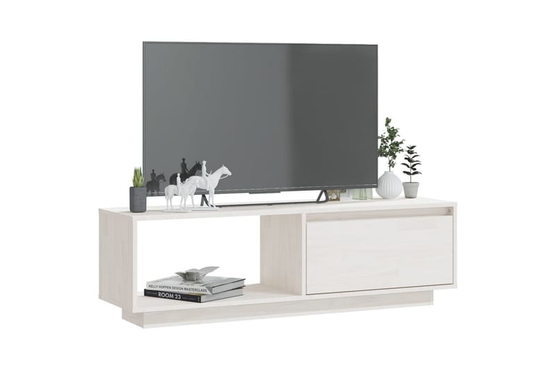 TV-bänk vit 110x30x33,5 cm massiv furu - Vit - Möbler - TV- & Mediamöbler - TV bänk & mediabänk