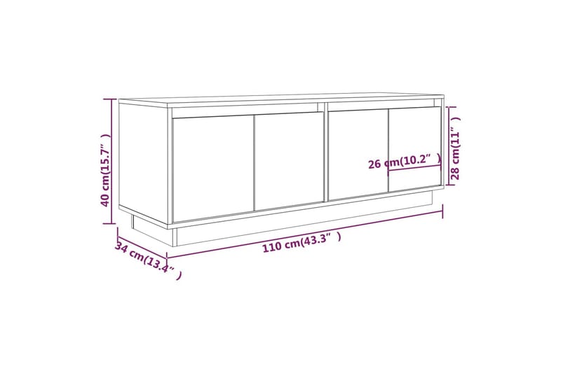 Tv-bänk vit 110x34x40 cm massiv furu - Vit - Möbler - TV- & Mediamöbler - TV bänk & mediabänk