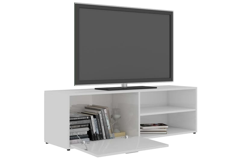 TV-bänk vit högglans 120x34x37 cm spånskiva - Vit - Möbler - TV- & Mediamöbler - TV bänk & mediabänk