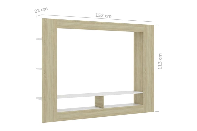 TV-bänk vit och sonoma-ek 152x22x113 cm spånskiva - Brun - Möbler - TV- & Mediamöbler - TV bänk & mediabänk