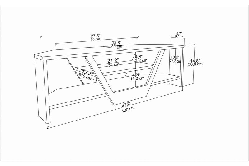 Tv-bänk Zakkum 120x36,8 cm - Vit - Möbler - TV- & Mediamöbler - TV bänk & mediabänk