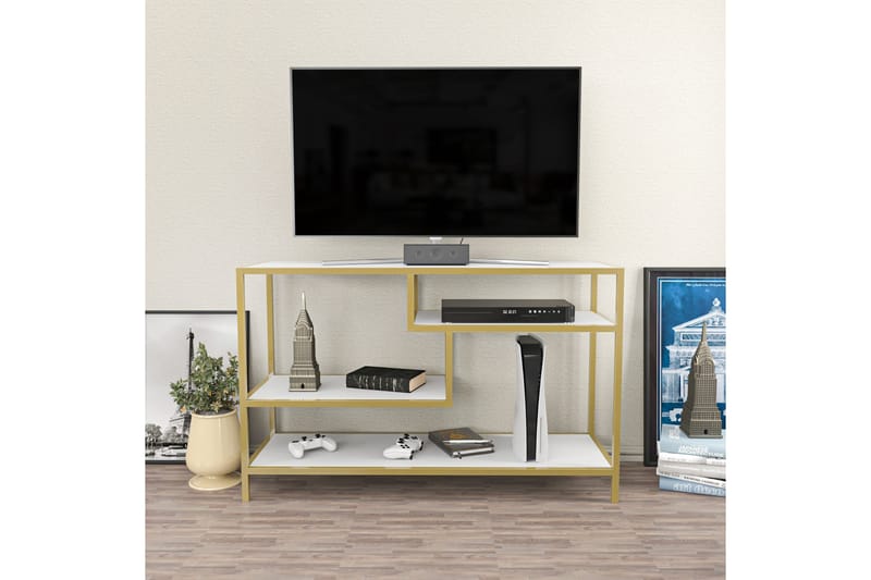 Tv-bänk Zakkum 120x75 cm - Guld - Möbler - TV- & Mediamöbler - TV bänk & mediabänk